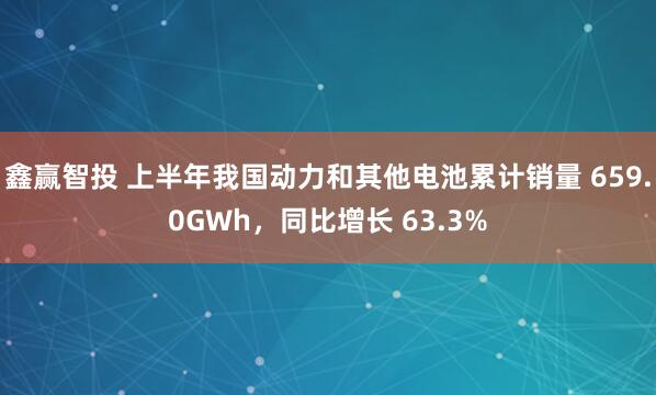 鑫赢智投 上半年我国动力和其他电池累计销量 659.0GWh，同比增长 63.3%